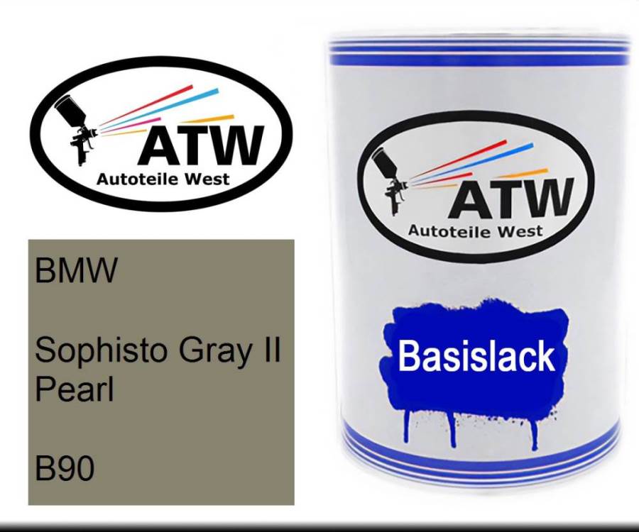 BMW, Sophisto Gray II Pearl, B90: 500ml Lackdose, von ATW Autoteile West.